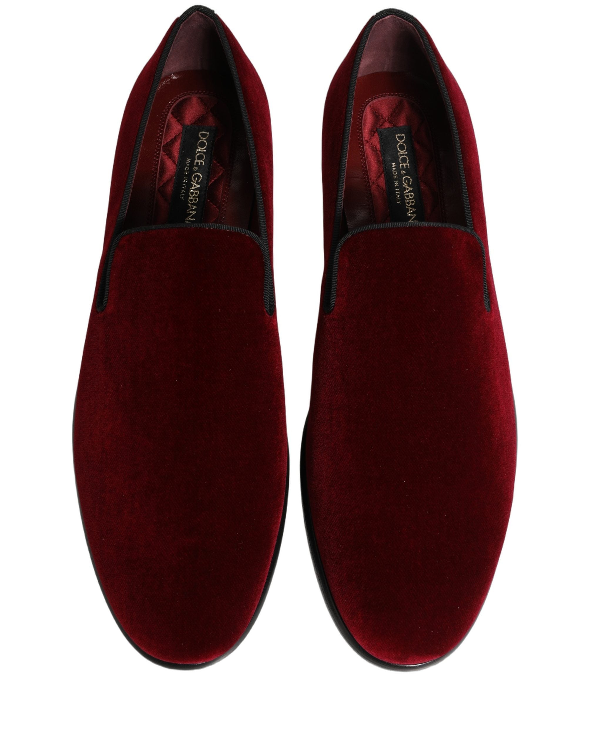 Indulge in the exquisite Dolce & Gabbana Maroon Velvet Slip On Men Dress Loafers, where Italian craftsmanship meets luxurious comfort, perfect for the discerning connoisseur.