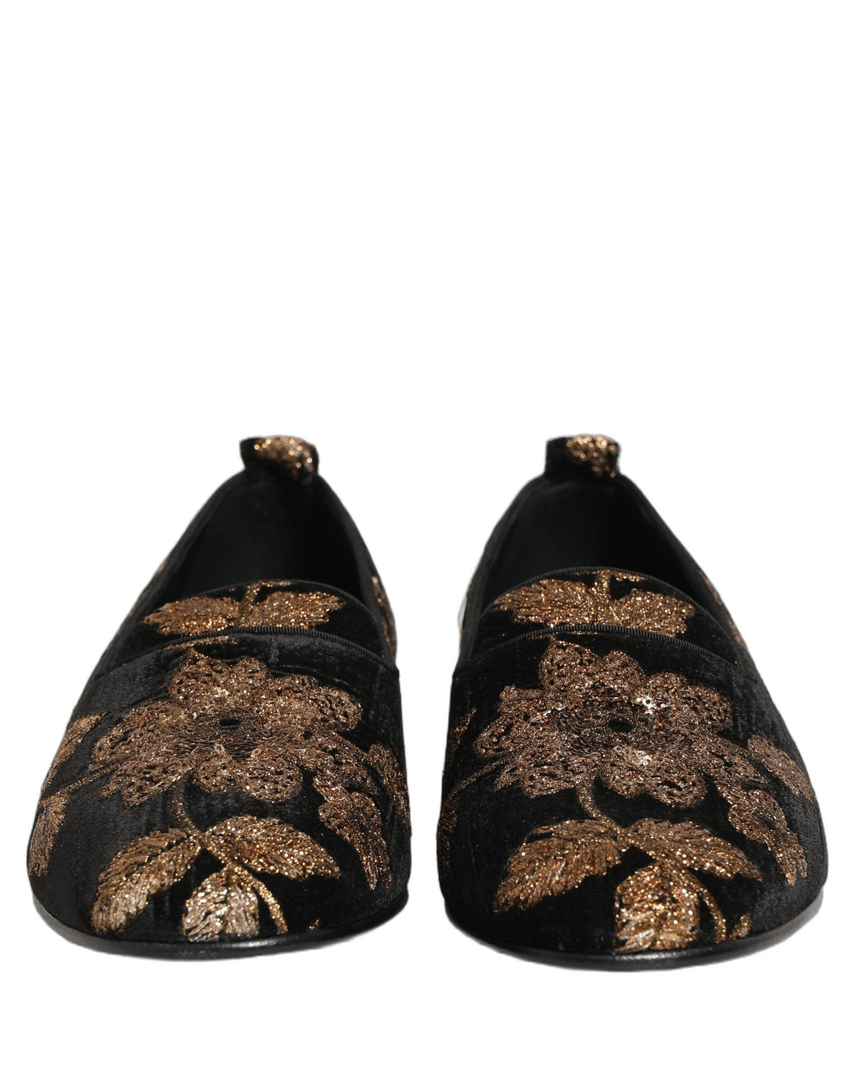 Dolce & Gabbana Black Floral Jacquard Dress Loafers Couture