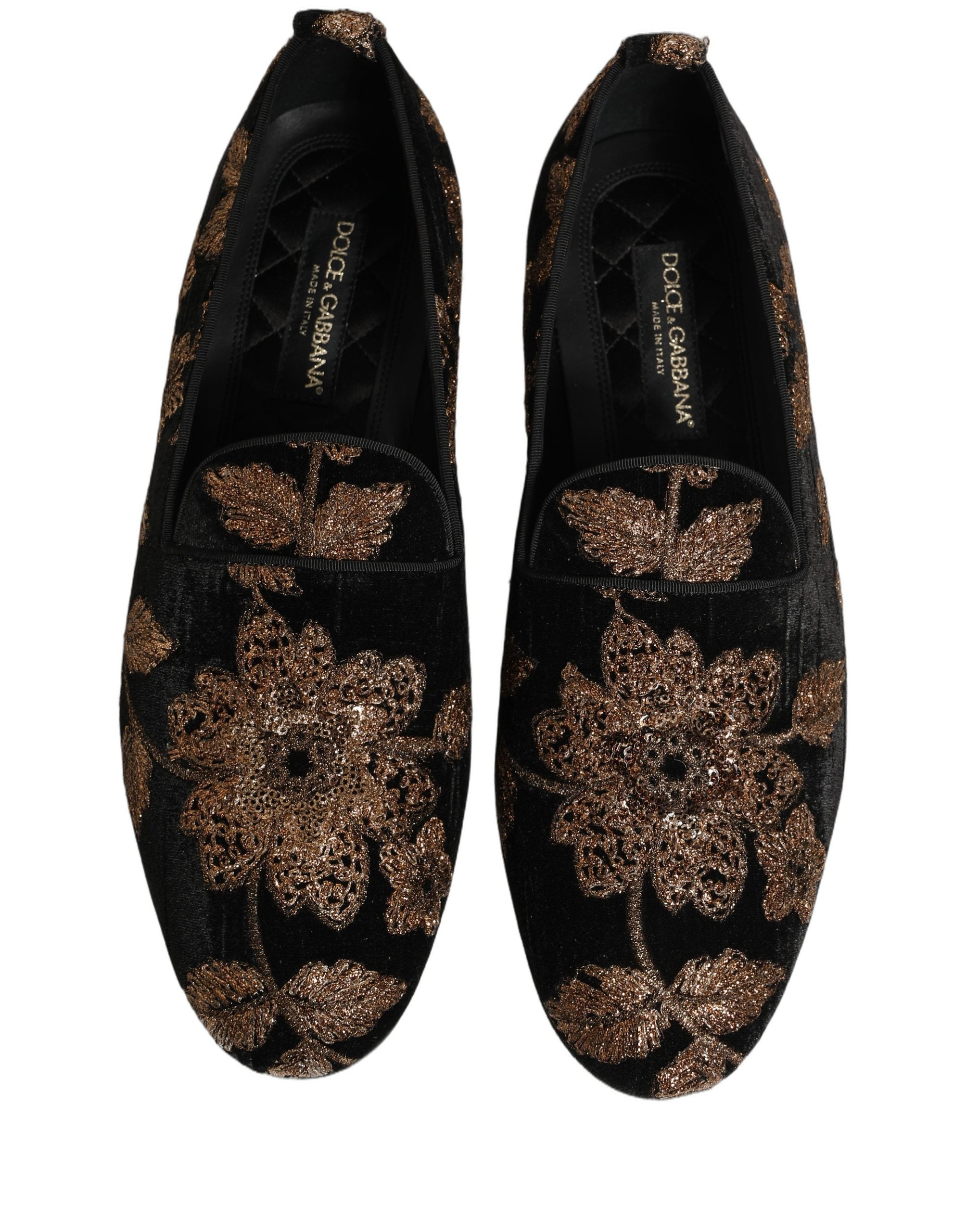 Dolce & Gabbana Black Floral Jacquard Dress Loafers Couture