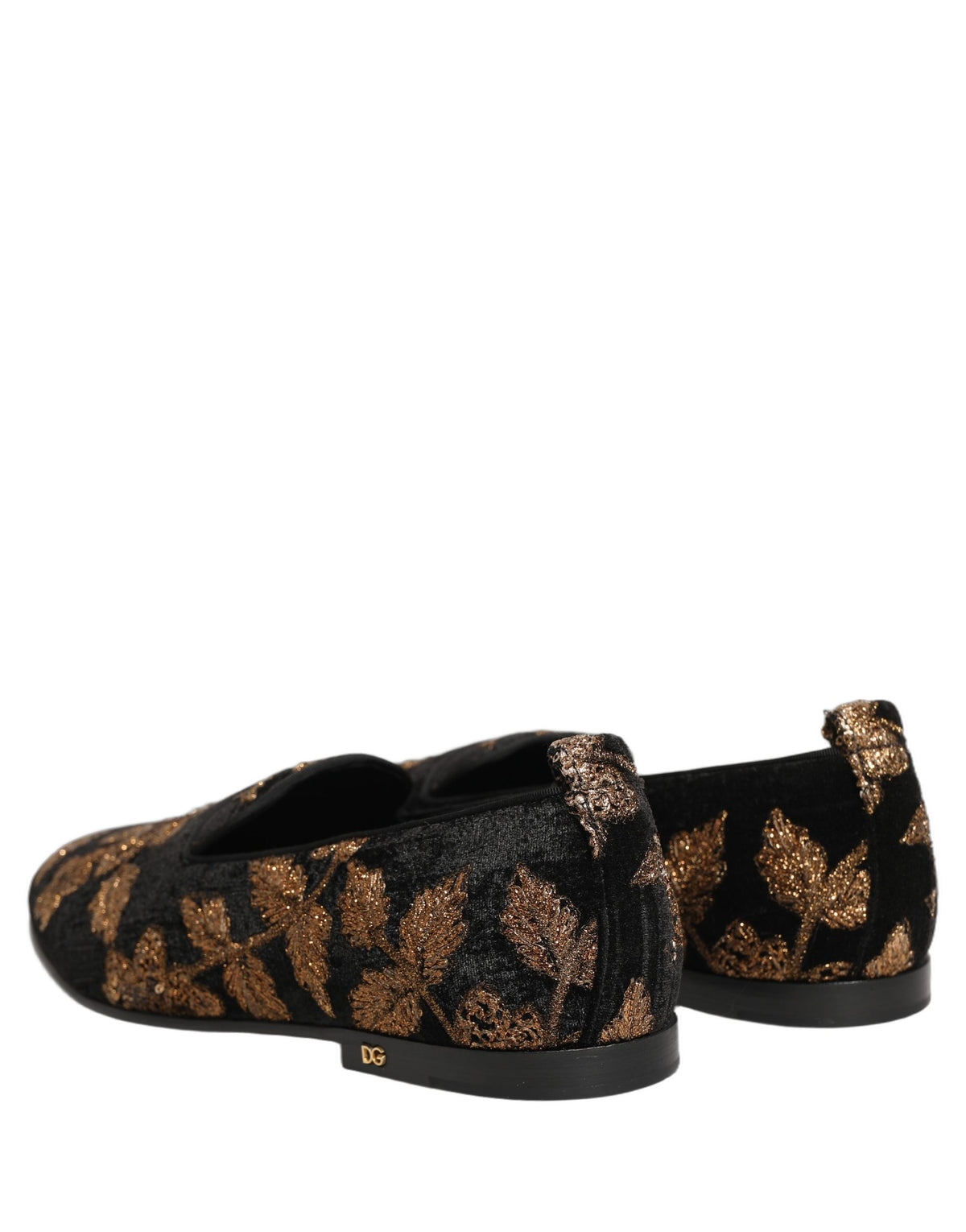 Dolce & Gabbana Black Floral Jacquard Dress Loafers - Luxury Elegance