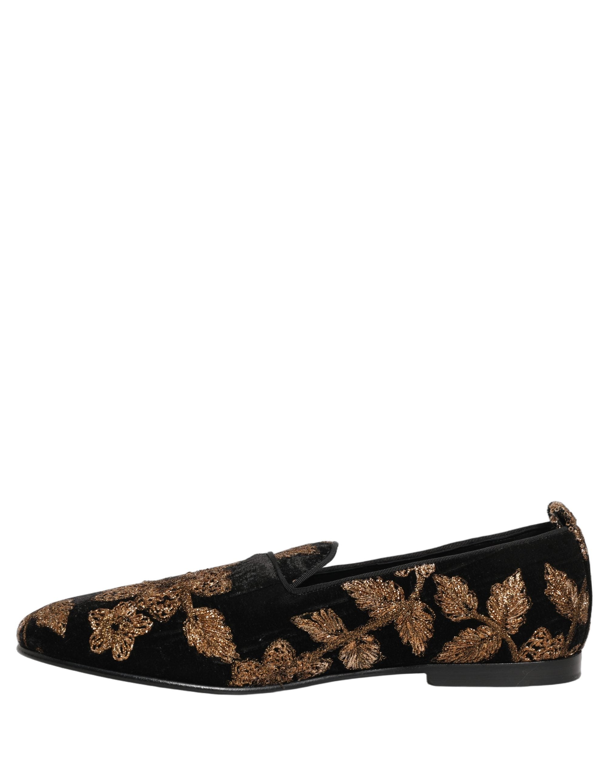 Dolce & Gabbana Black Floral Jacquard Dress Loafers Couture
