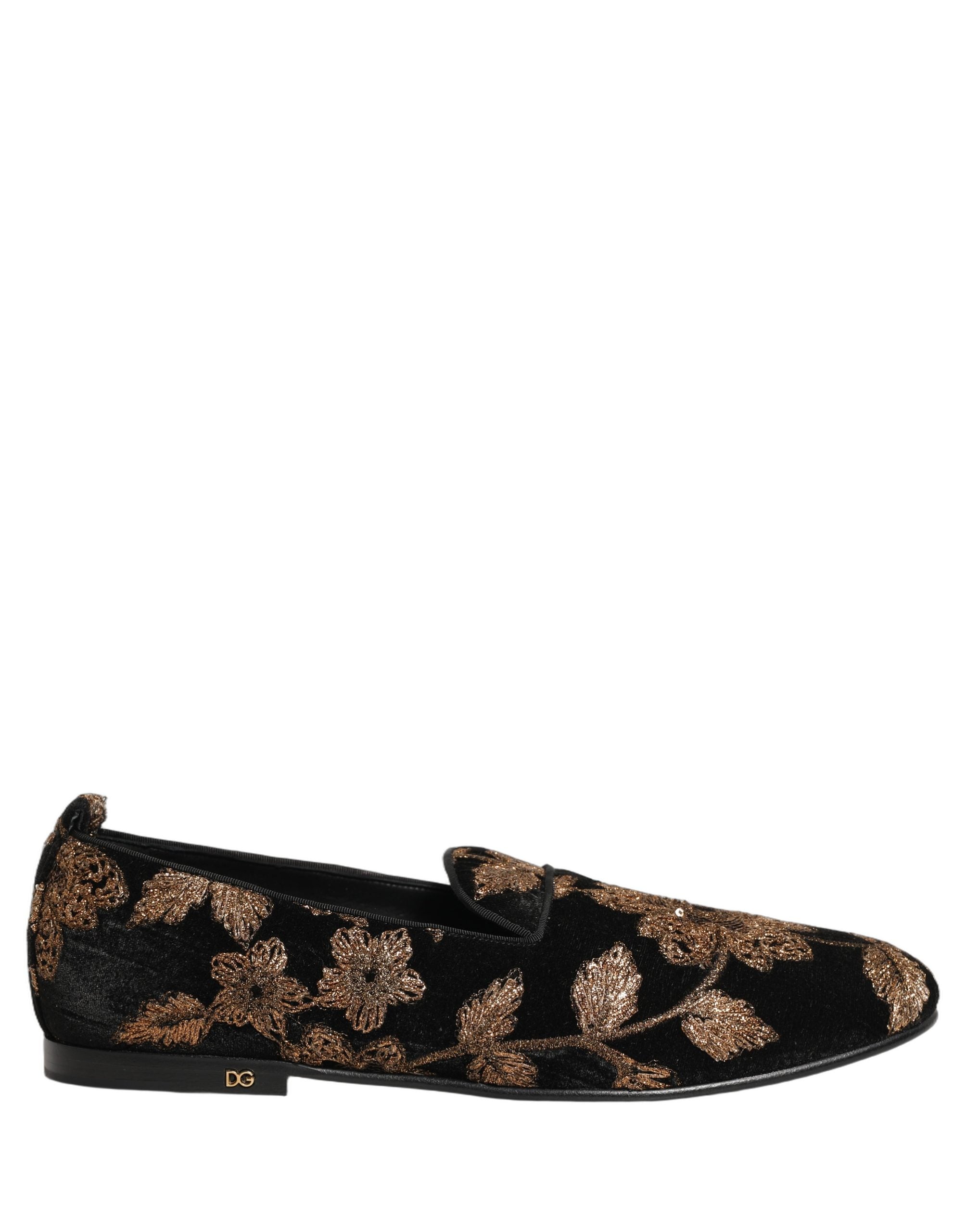 Dolce & Gabbana Black Floral Jacquard Dress Loafers Couture
