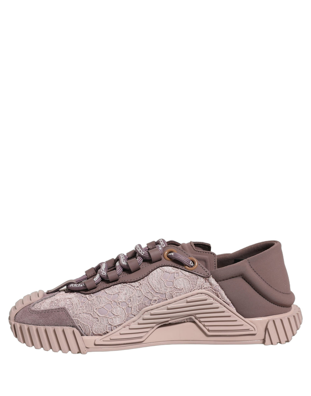 Indulge in the exquisite Dolce & Gabbana Pink Lace NS1 Low Top Sneakers, where luxurious craftsmanship meets vibrant elegance, perfect for the discerning individual.