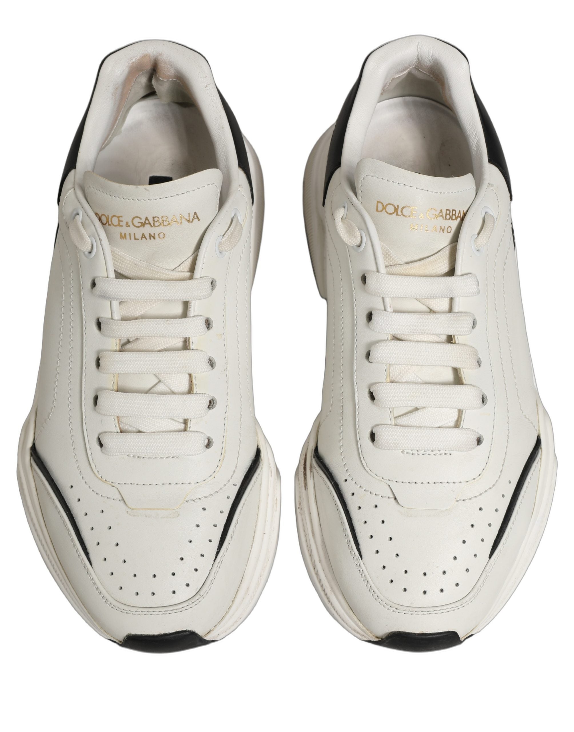 Dolce & Gabbana White Black Daymaster Low Top Men Sneakers Shoes