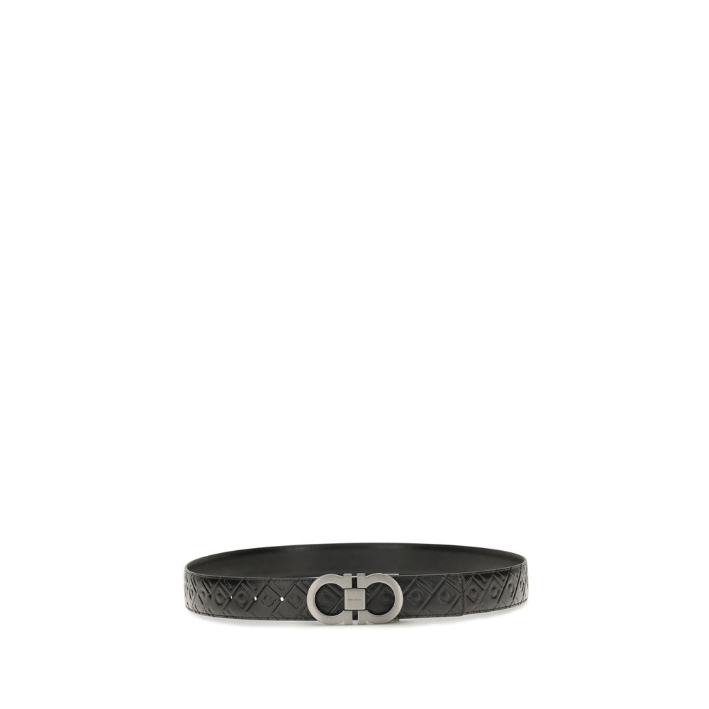 Ferragamo Black Calf Leather Bos Taurus Belt - Timeless Luxury