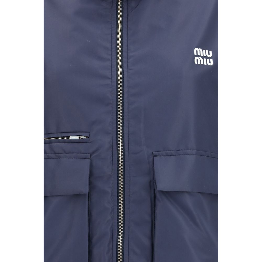 Miu Miu Blue Polyester Full-Length Jacket