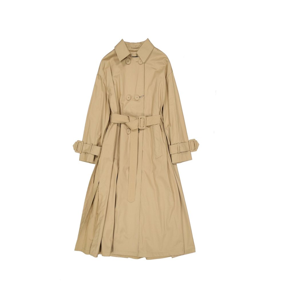 Indulge in the elegance of the Herno Brown Cotton Coat, crafted in Italy with a double-breasted design and detachable belt, embodying timeless luxury and sophistication.