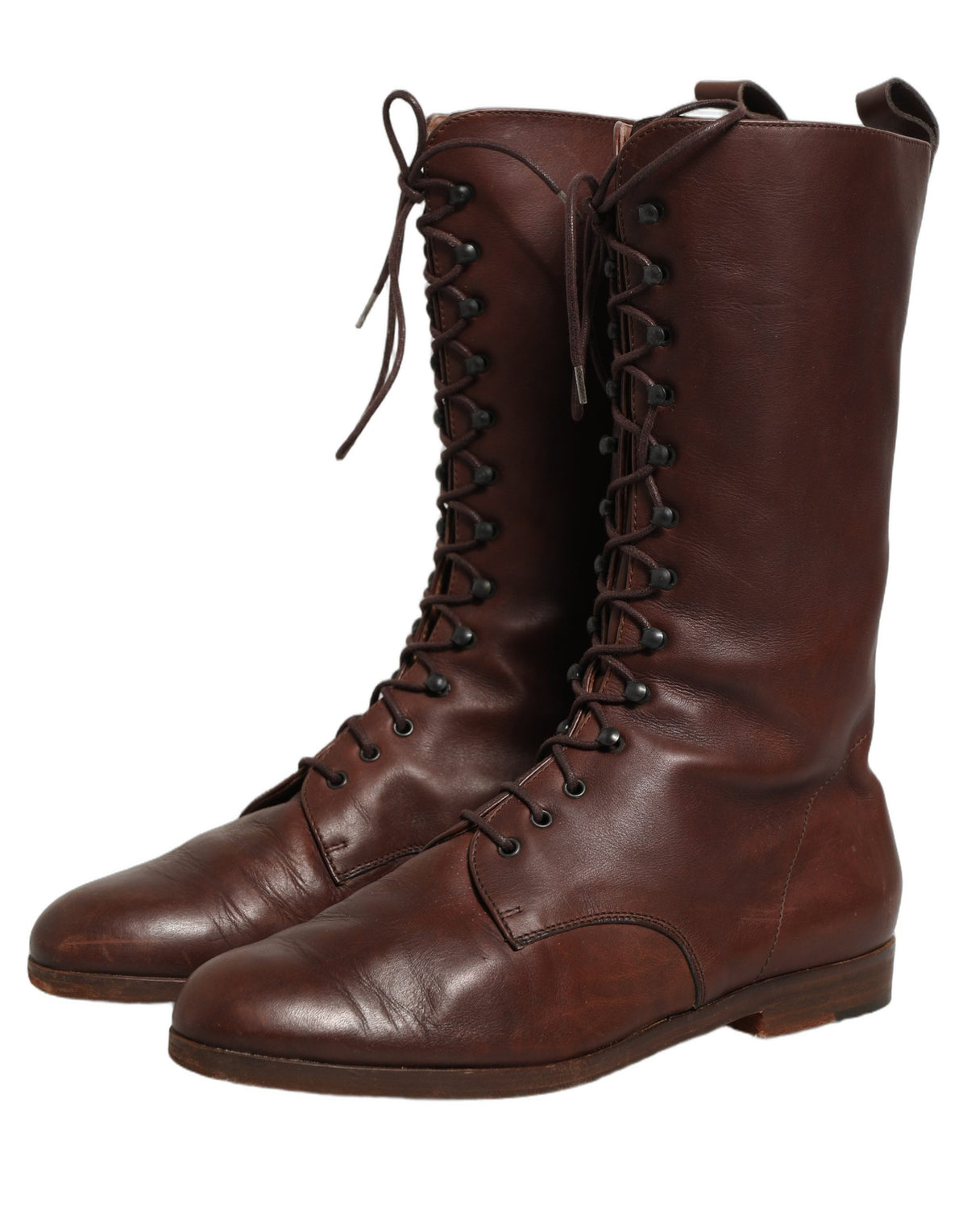 Dolce & Gabbana Brown Leather Mid Calf Boots - Timeless Luxury