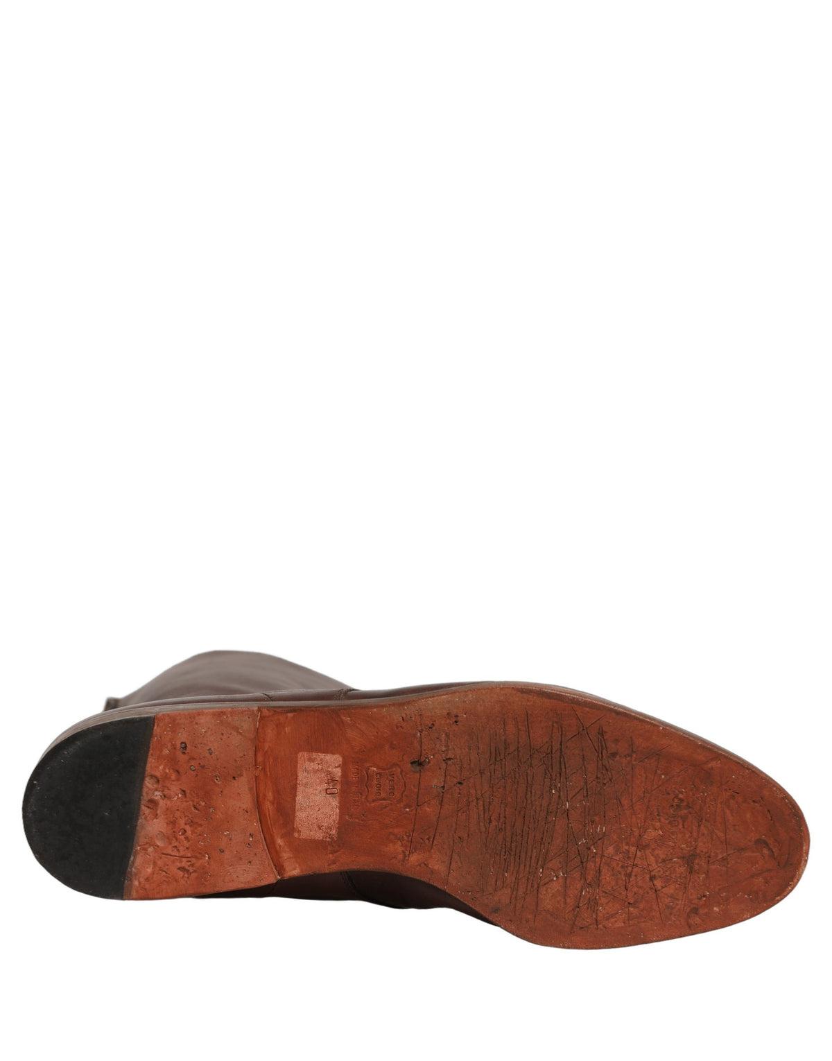 Dolce & Gabbana Brown Leather Mid Calf Boots - Artisanal Elegance