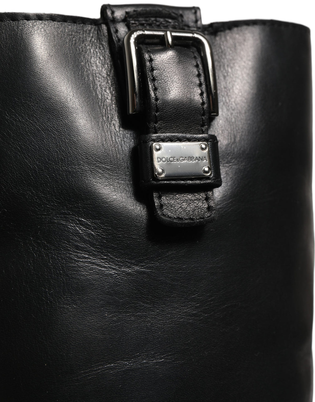 Dolce & Gabbana Black Leather Mid Calf Boots - Artisanal Luxury