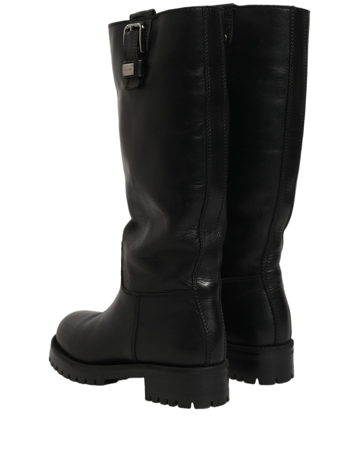 Dolce & Gabbana Black Leather Mid Calf Boots - Artisanal Luxury
