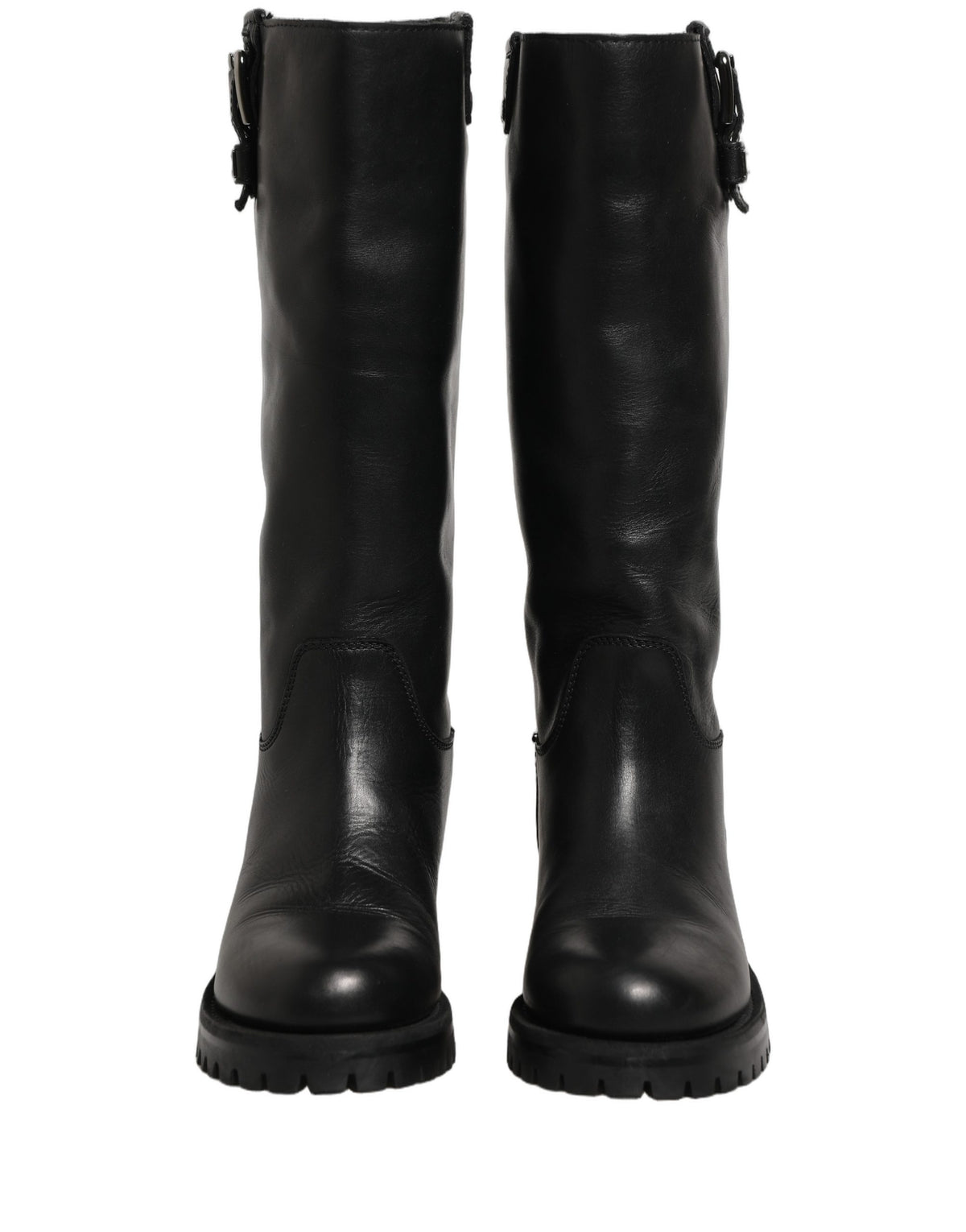 Dolce & Gabbana Black Leather Mid Calf Boots - Artisanal Luxury
