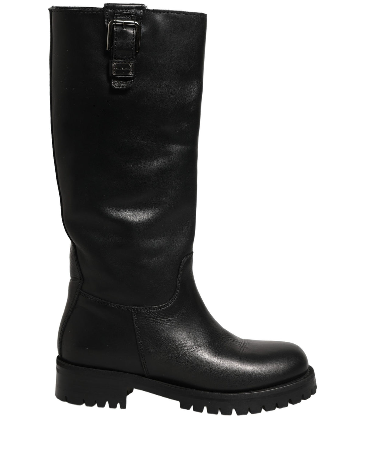 Dolce & Gabbana Black Leather Mid Calf Boots - Artisanal Luxury