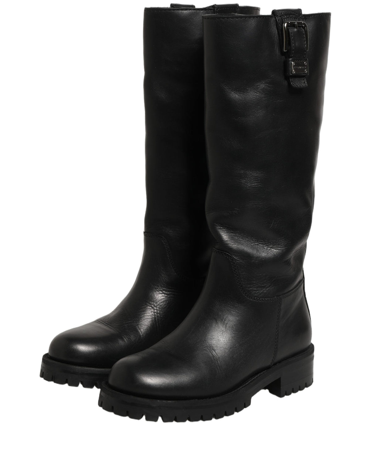 Dolce & Gabbana Black Leather Mid Calf Boots - Artisanal Luxury