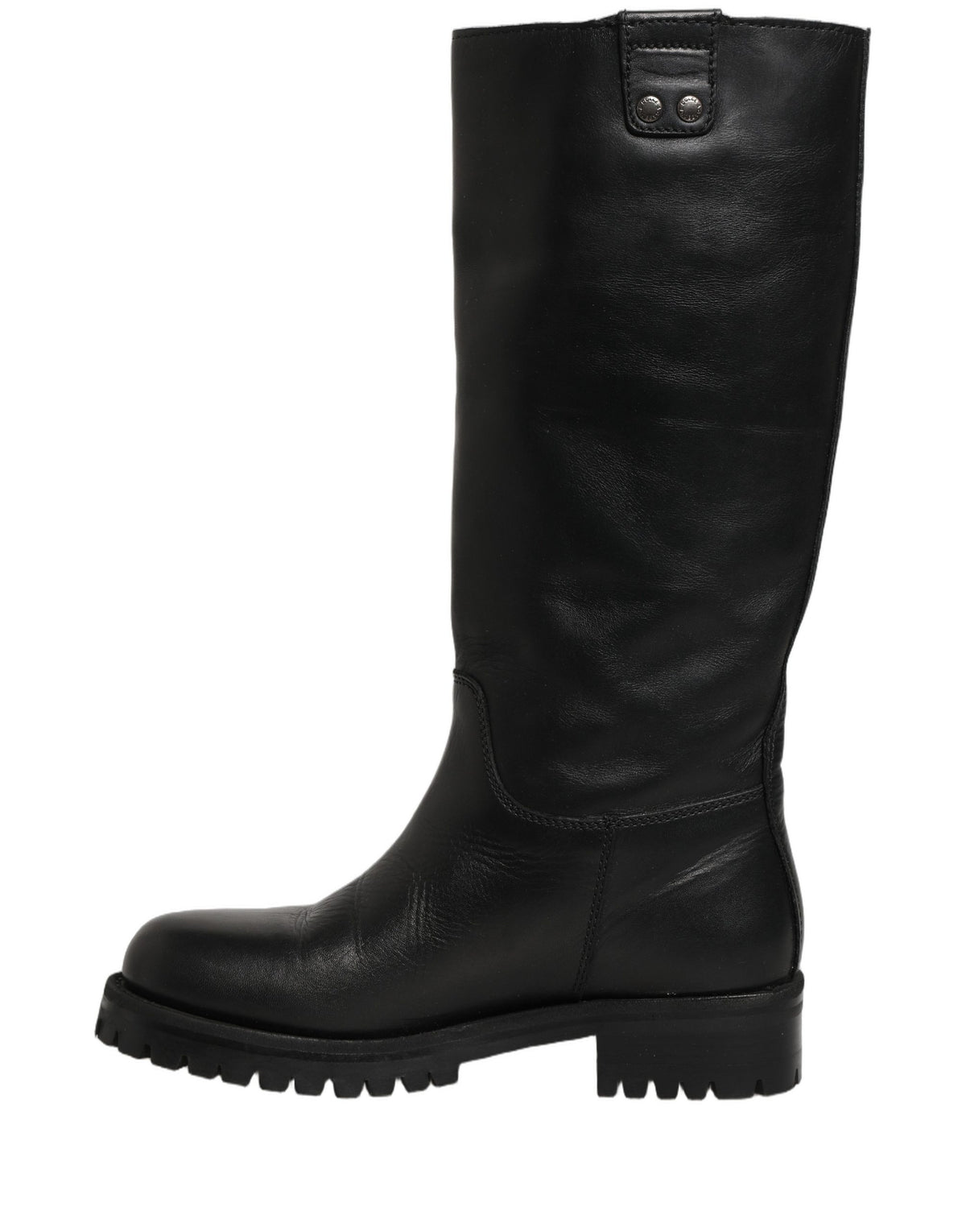 Dolce & Gabbana Black Leather Mid Calf Boots - Artisanal Luxury