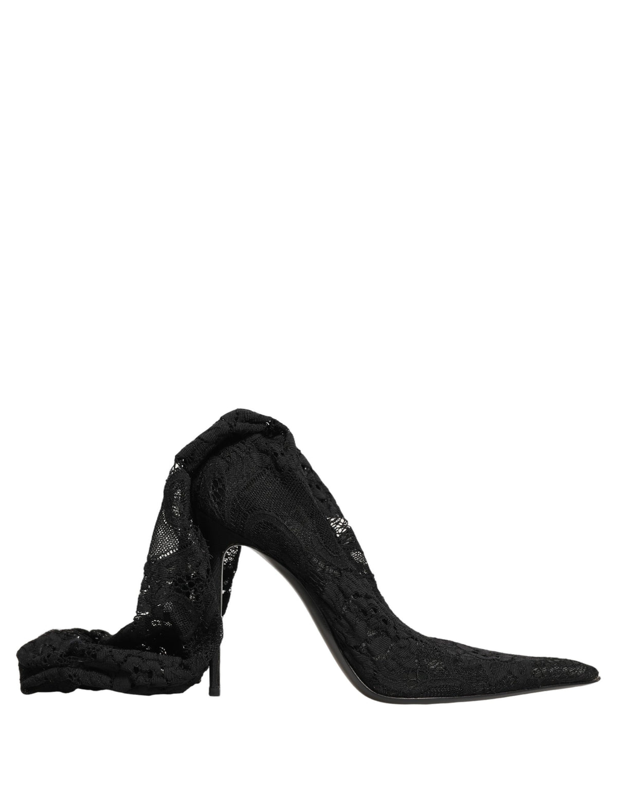 Dolce & Gabbana Black Taormina Lace Boots - Timeless Elegance