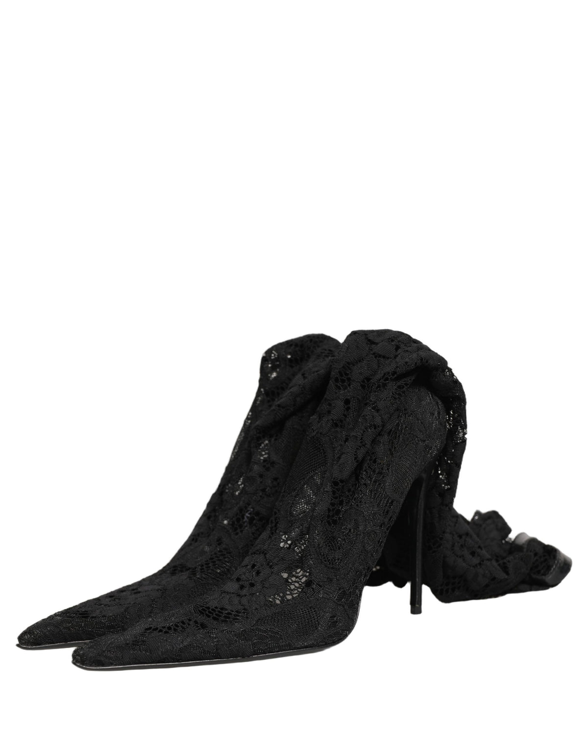 Dolce & Gabbana Black Lace Socks Boots - Timeless Luxury Elegance