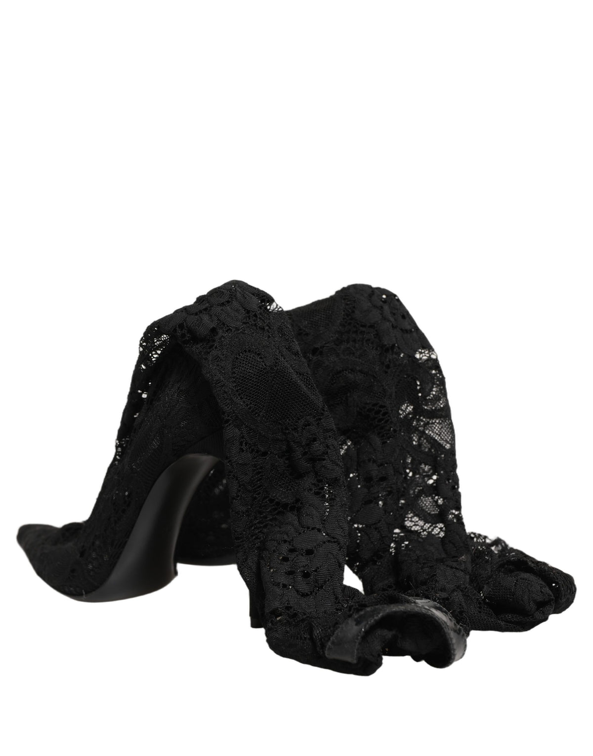 Dolce & Gabbana Black Taormina Lace Boots - Timeless Elegance