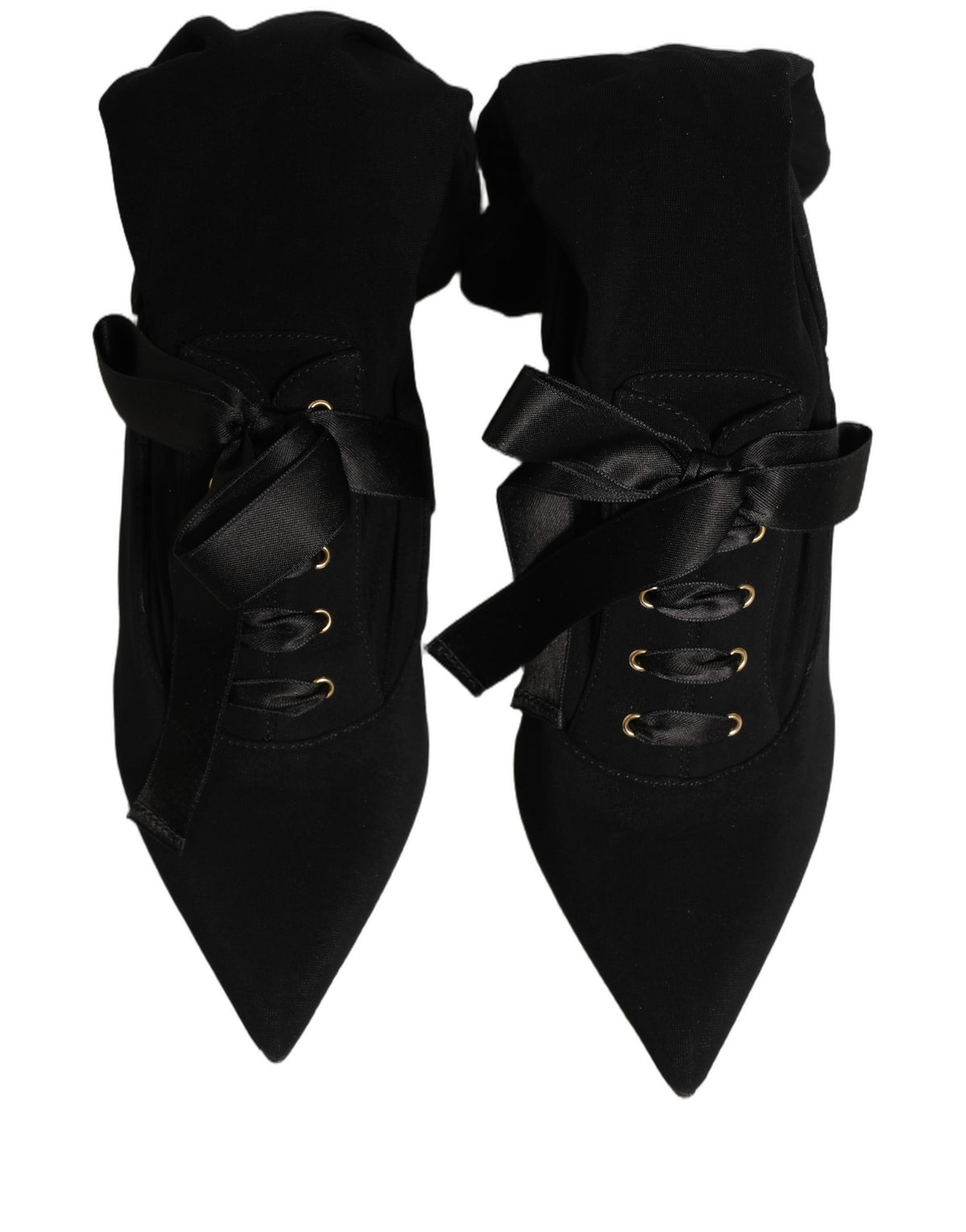 Dolce & Gabbana Black Stiletto Heel Mid Calf Boots Couture