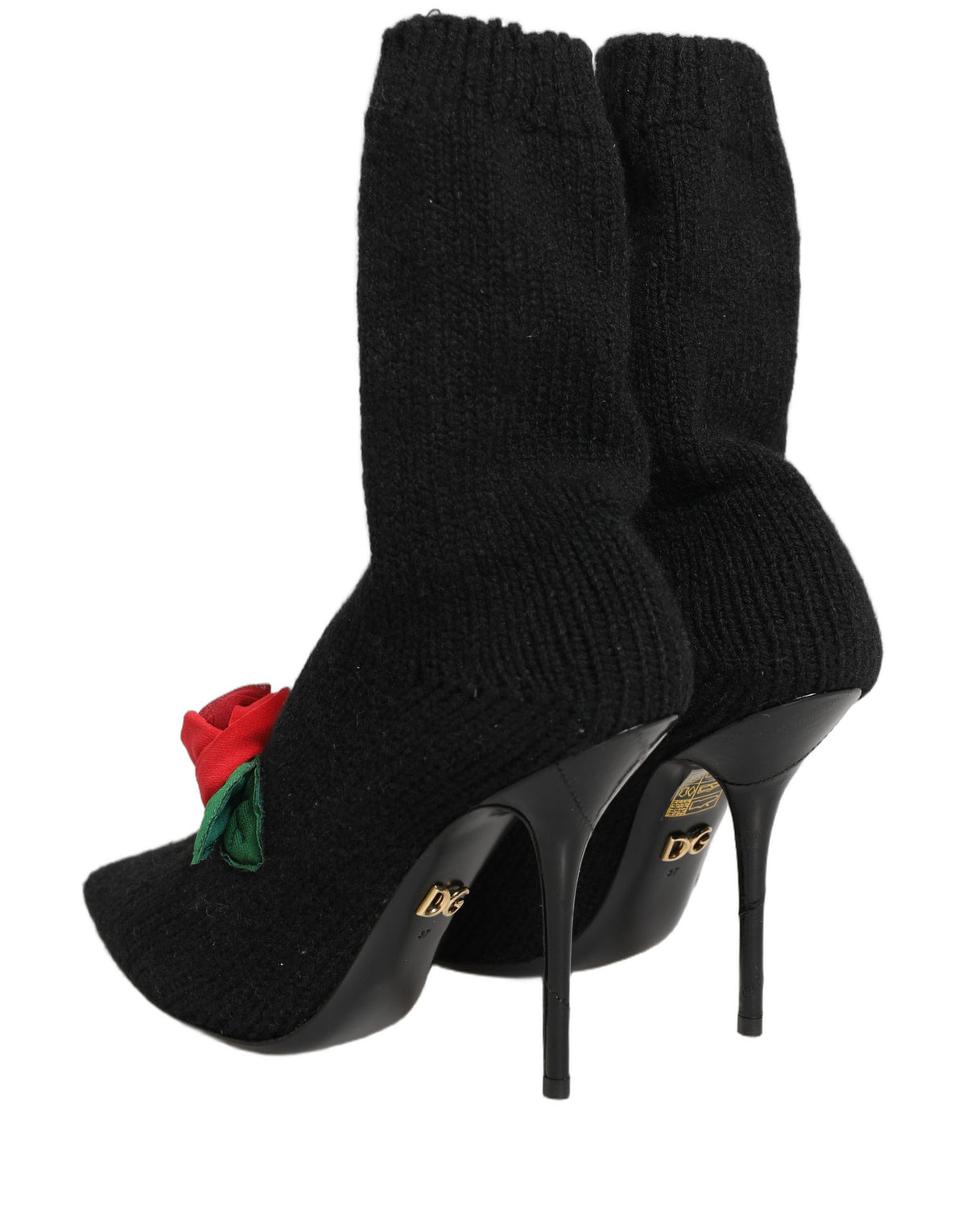 Dolce & Gabbana Black Stiletto Heels Mid Calf Boots - Artisanal Luxury