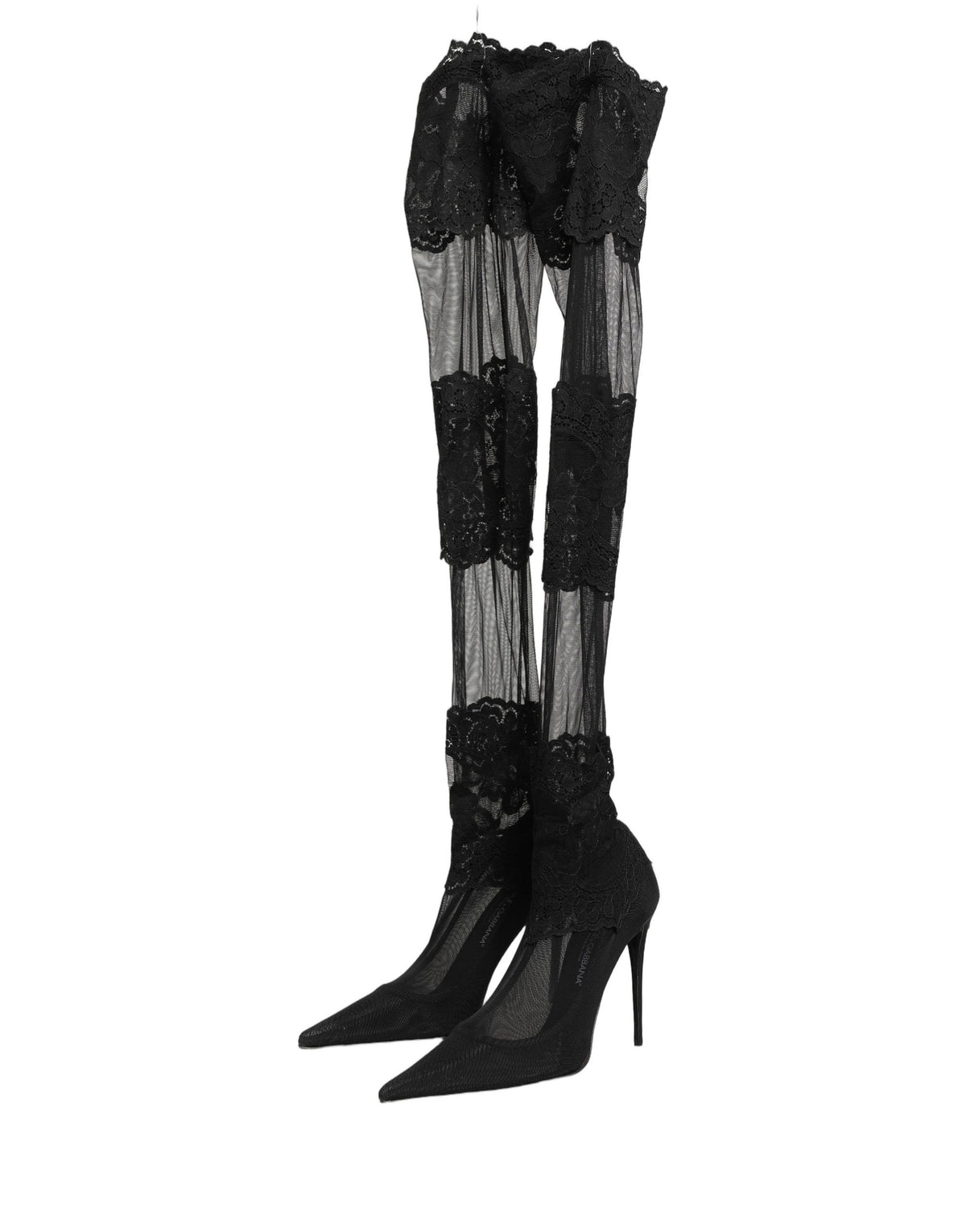 Dolce & Gabbana Black Over The Knee Sock Pumps - Luxurious Elegance