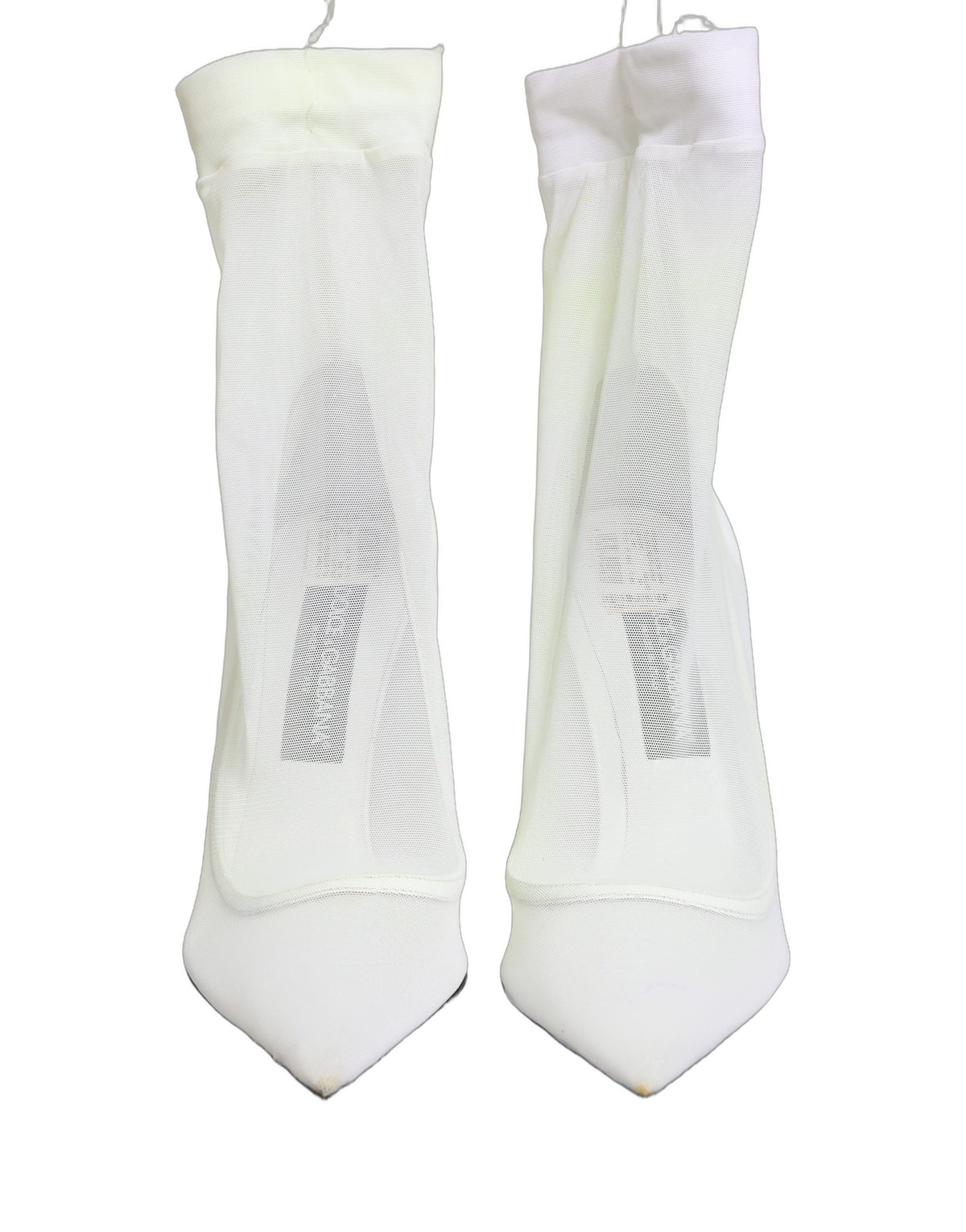 Dolce & Gabbana White Tulle Stretch Mesh Sock Boots - Luxury Footwear