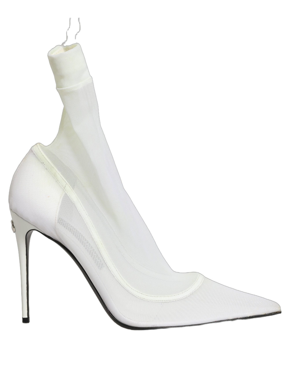 Dolce & Gabbana White Tulle Stretch Mesh Sock Boots - Luxury Elegance