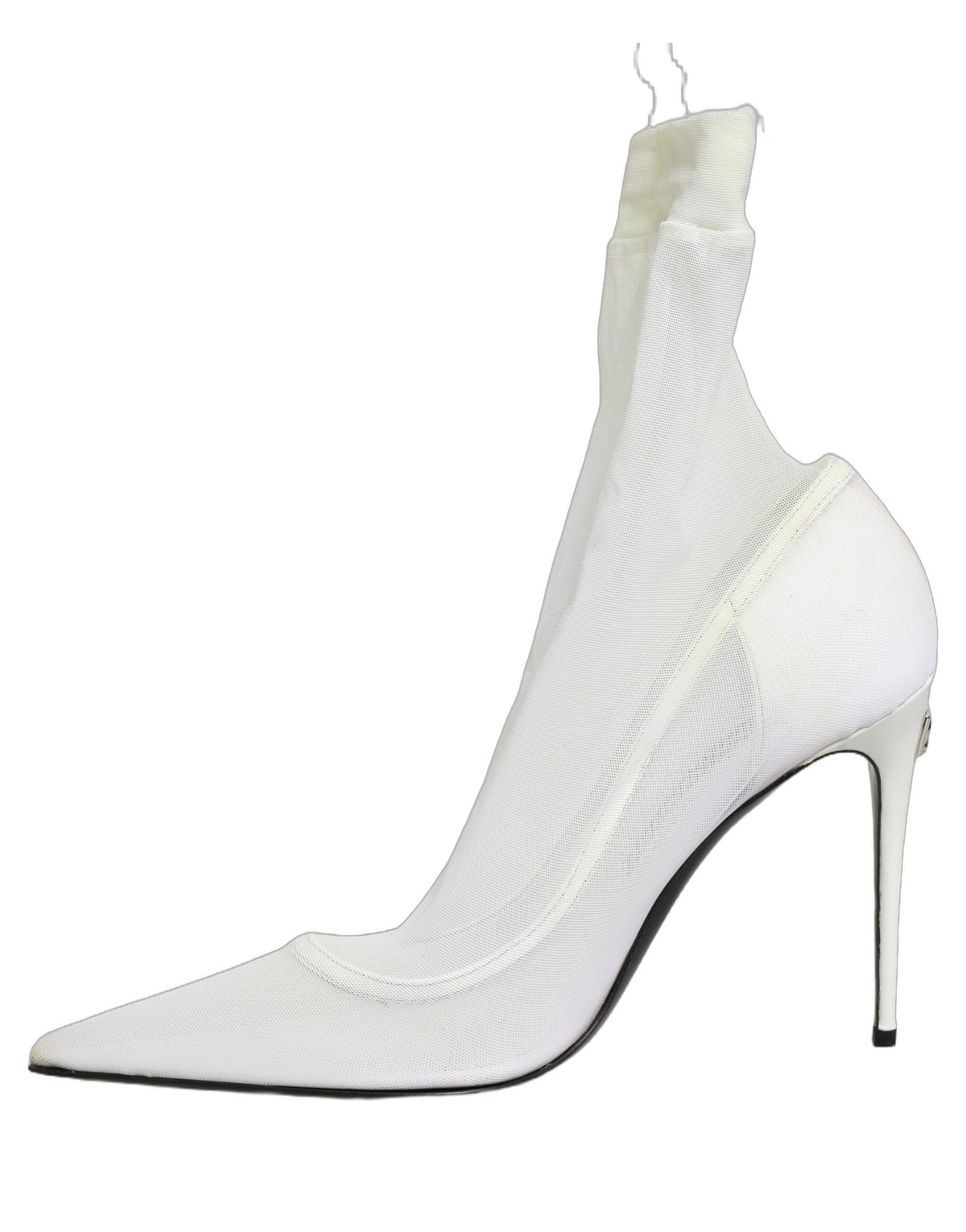 Dolce & Gabbana White Tulle Stretch Mesh Sock Boots - Luxury Footwear