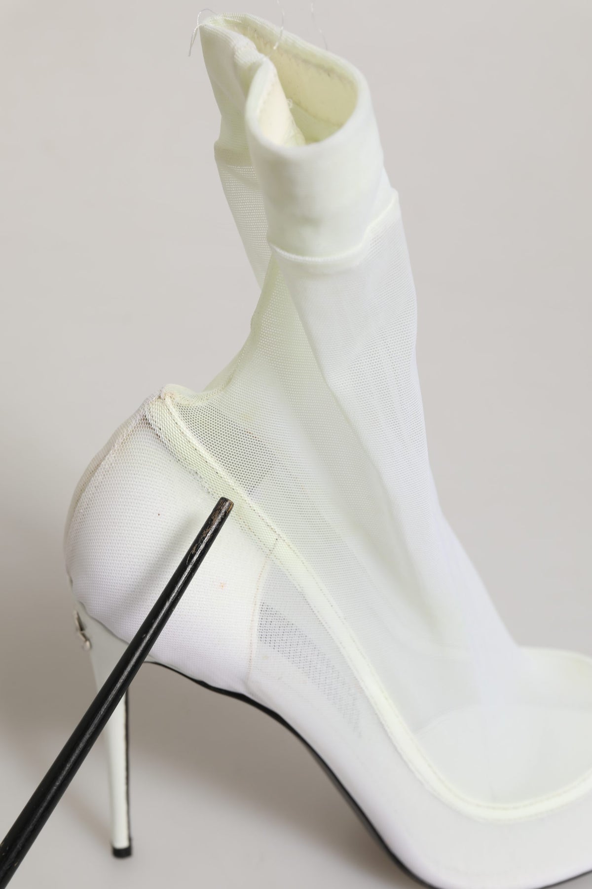 Dolce & Gabbana White Tulle Stretch Mesh Sock Boots - Luxury Footwear