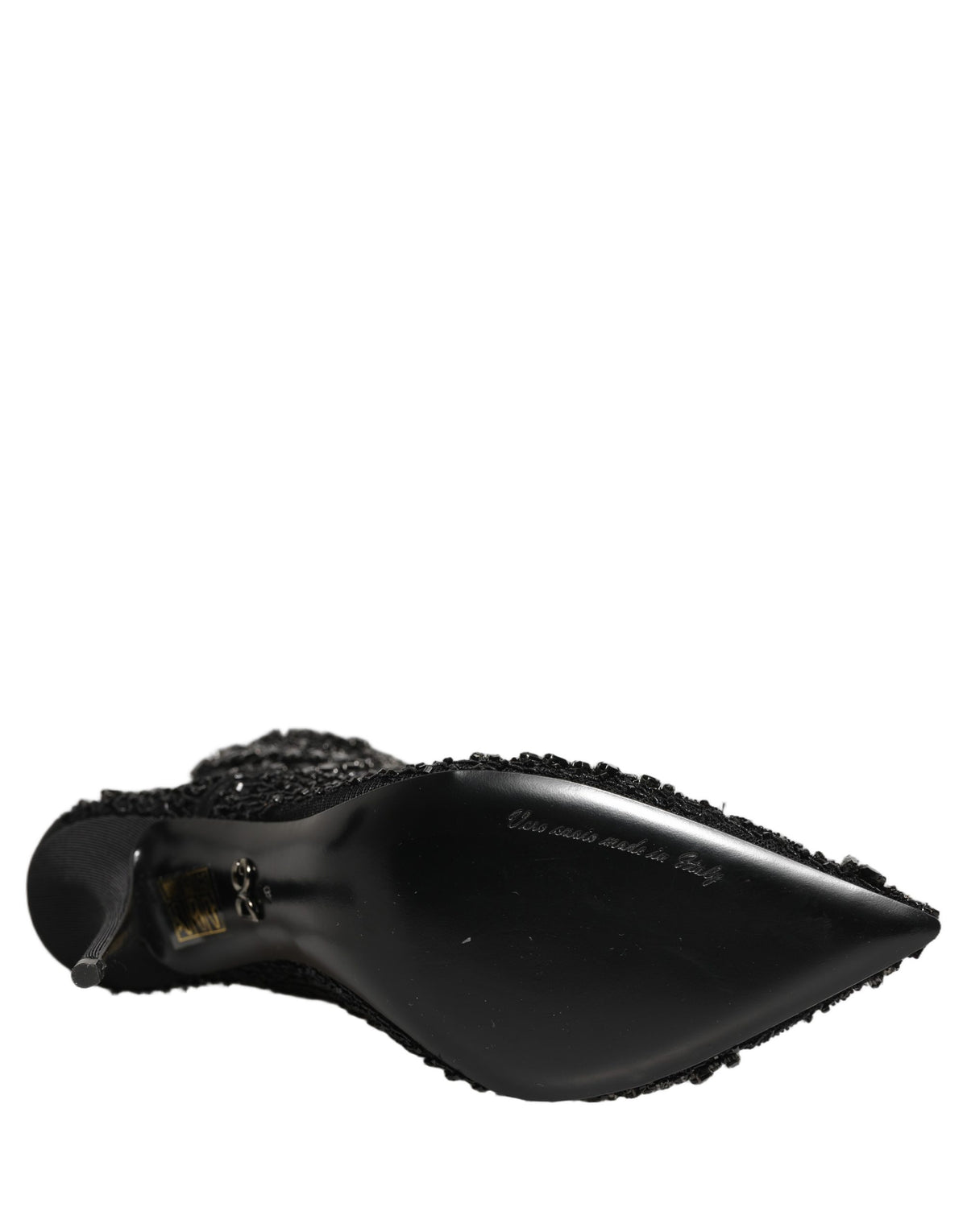 Dolce & Gabbana Black Embellished Mesh Ankle Boots - Couture Luxe