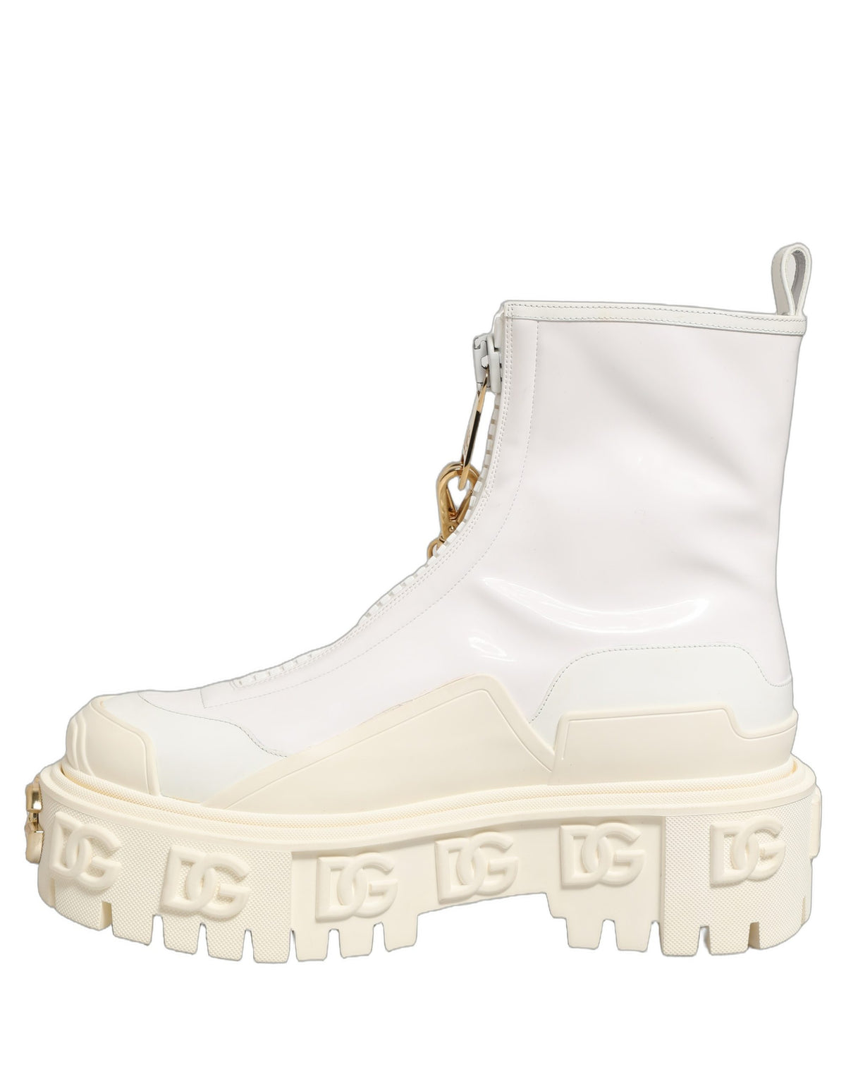 Dolce & Gabbana White Leather Ankle Boots - Timeless Elegance