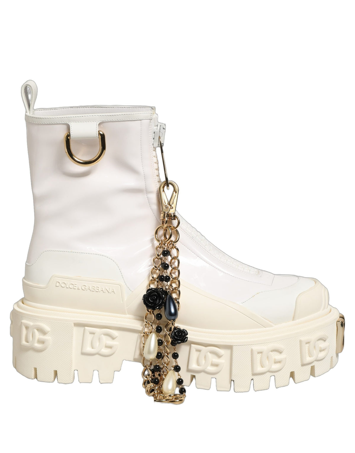 Dolce & Gabbana White Leather Ankle Boots - Luxury Redefined
