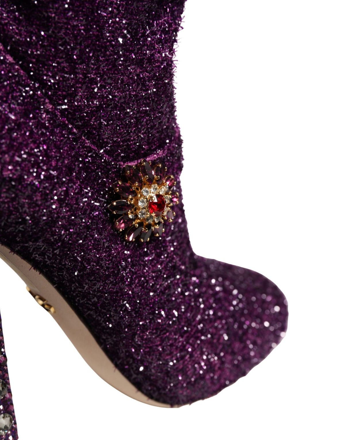 Dolce & Gabbana Purple Crystal Lurex Fantasy Boots - Luxury Couture