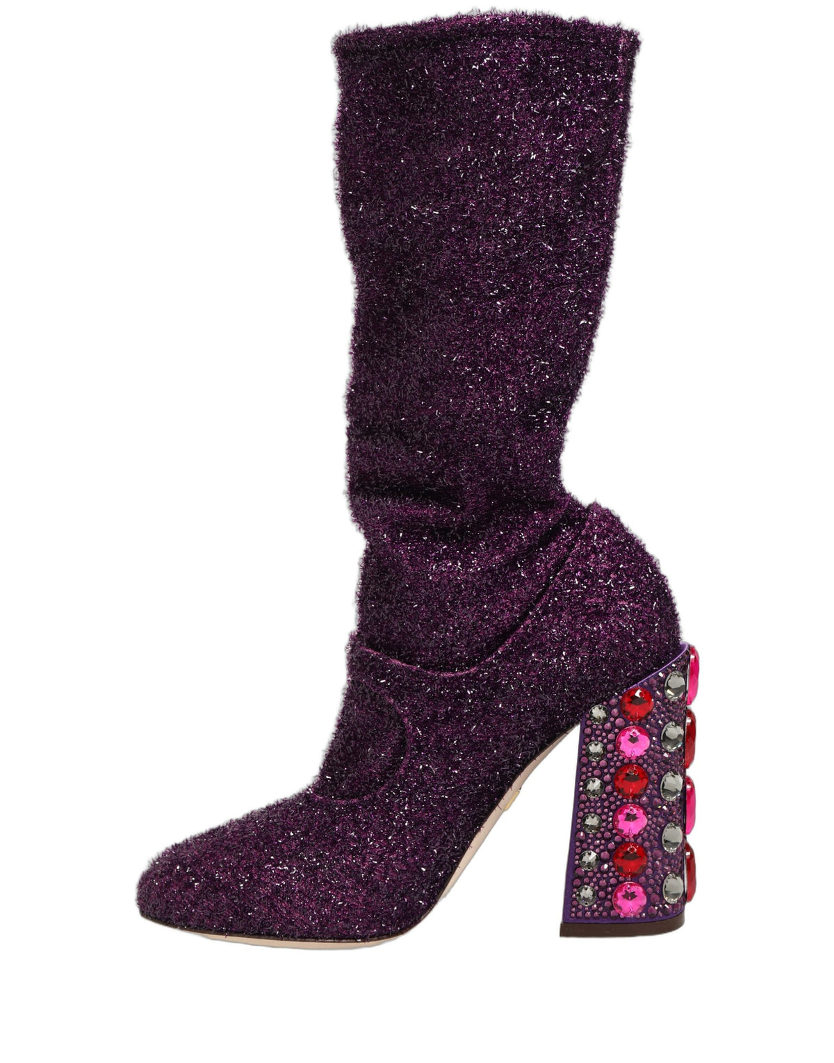 Dolce & Gabbana Purple Crystal Lurex Fantasy Boots Couture