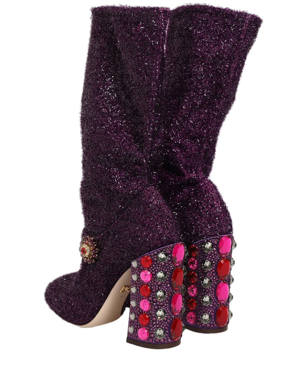 Dolce & Gabbana Purple Crystal Lurex Fantasy Boots Couture