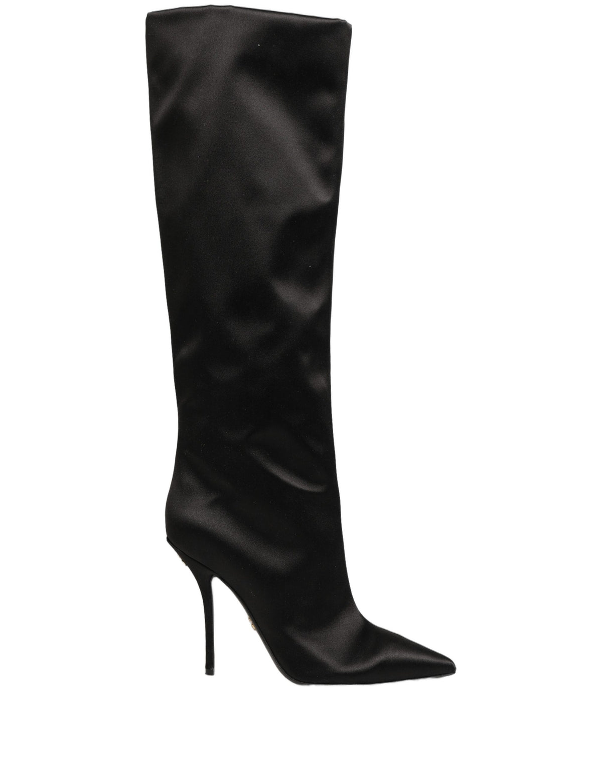 Dolce & Gabbana Black Satin Knee High Stiletto Couture Boots