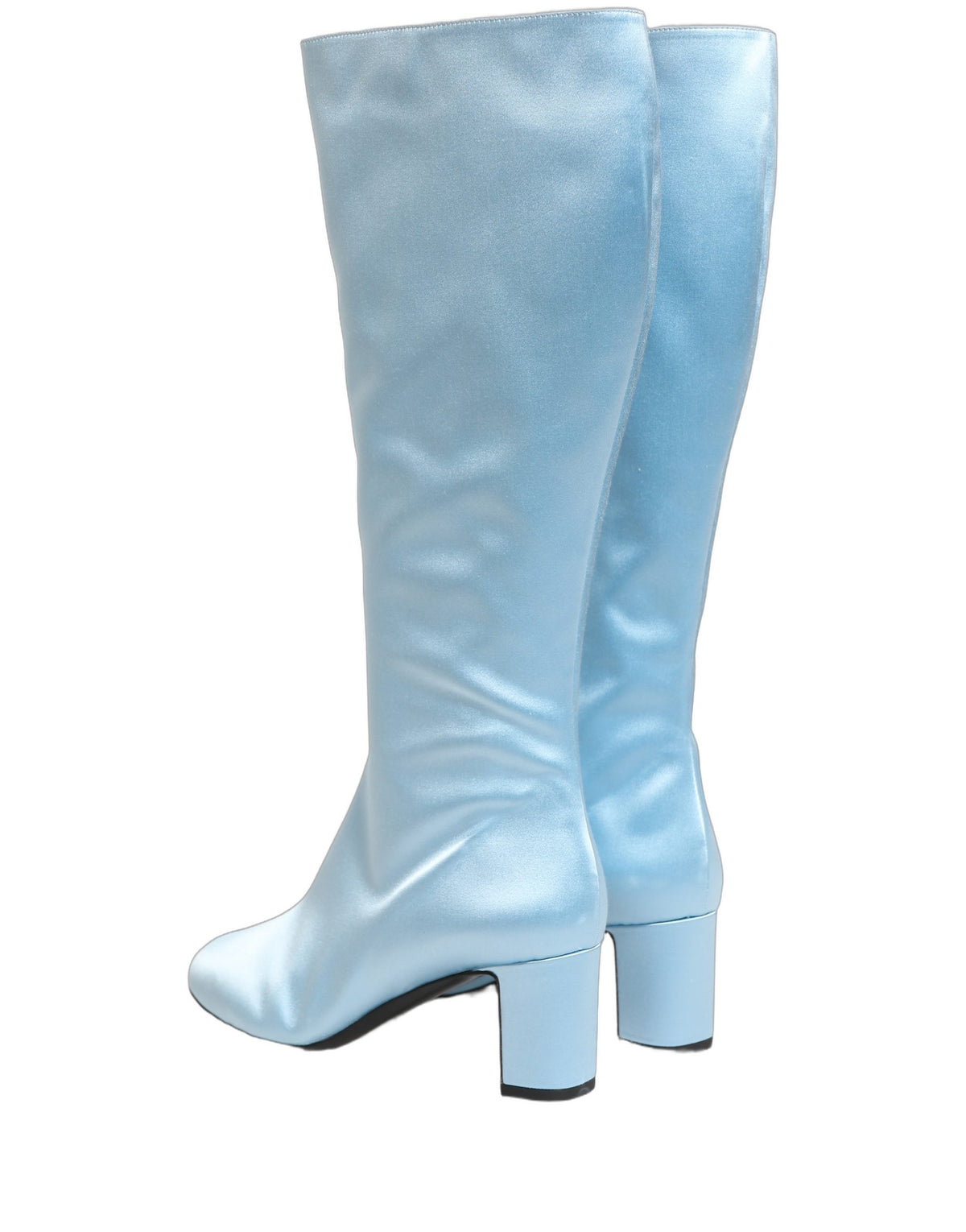 Dolce & Gabbana Light Blue Satin Knee High Boots - Luxury Elegance