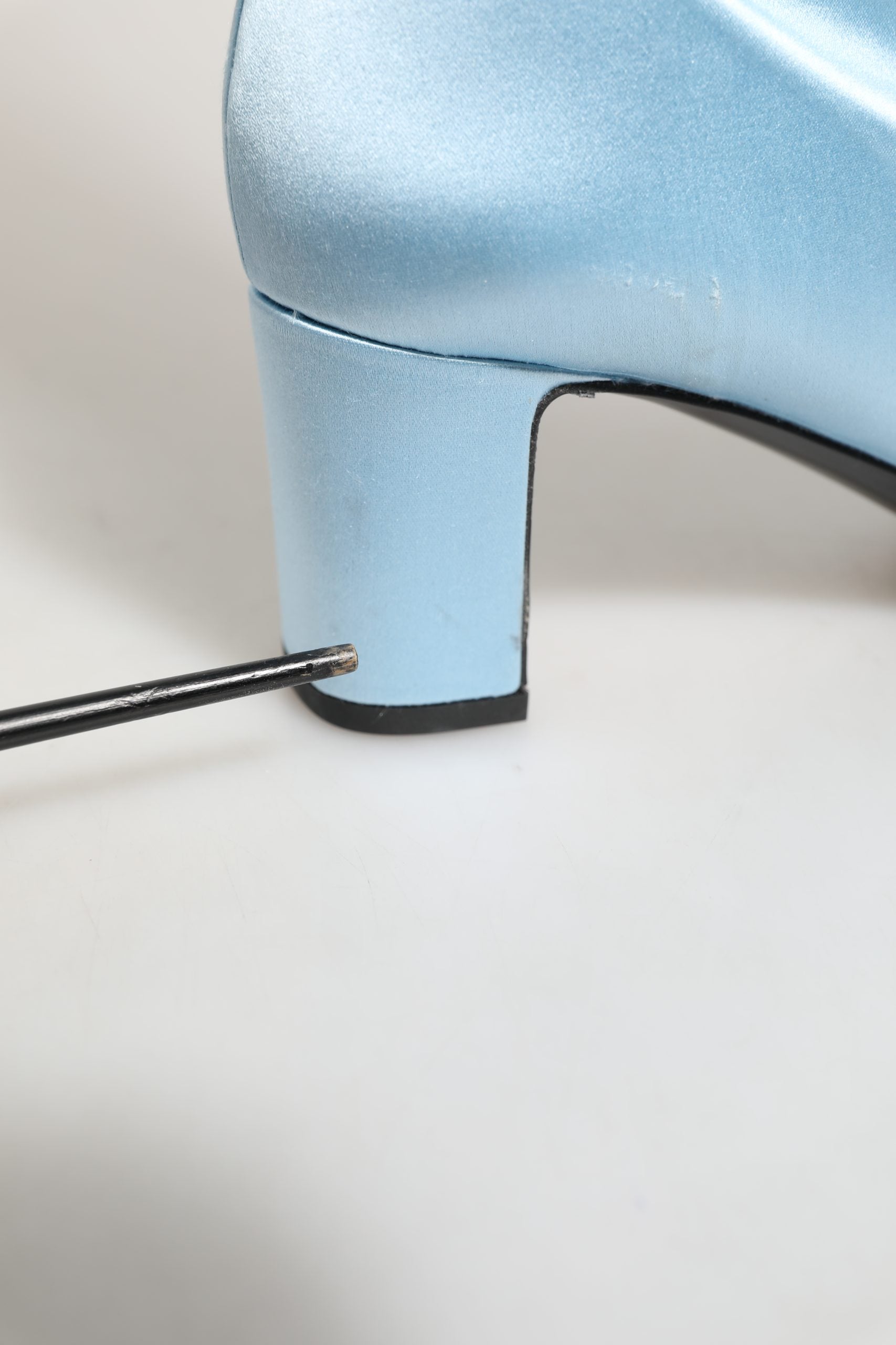 Dolce & Gabbana Light Blue Satin Knee High Boots - Timeless Elegance