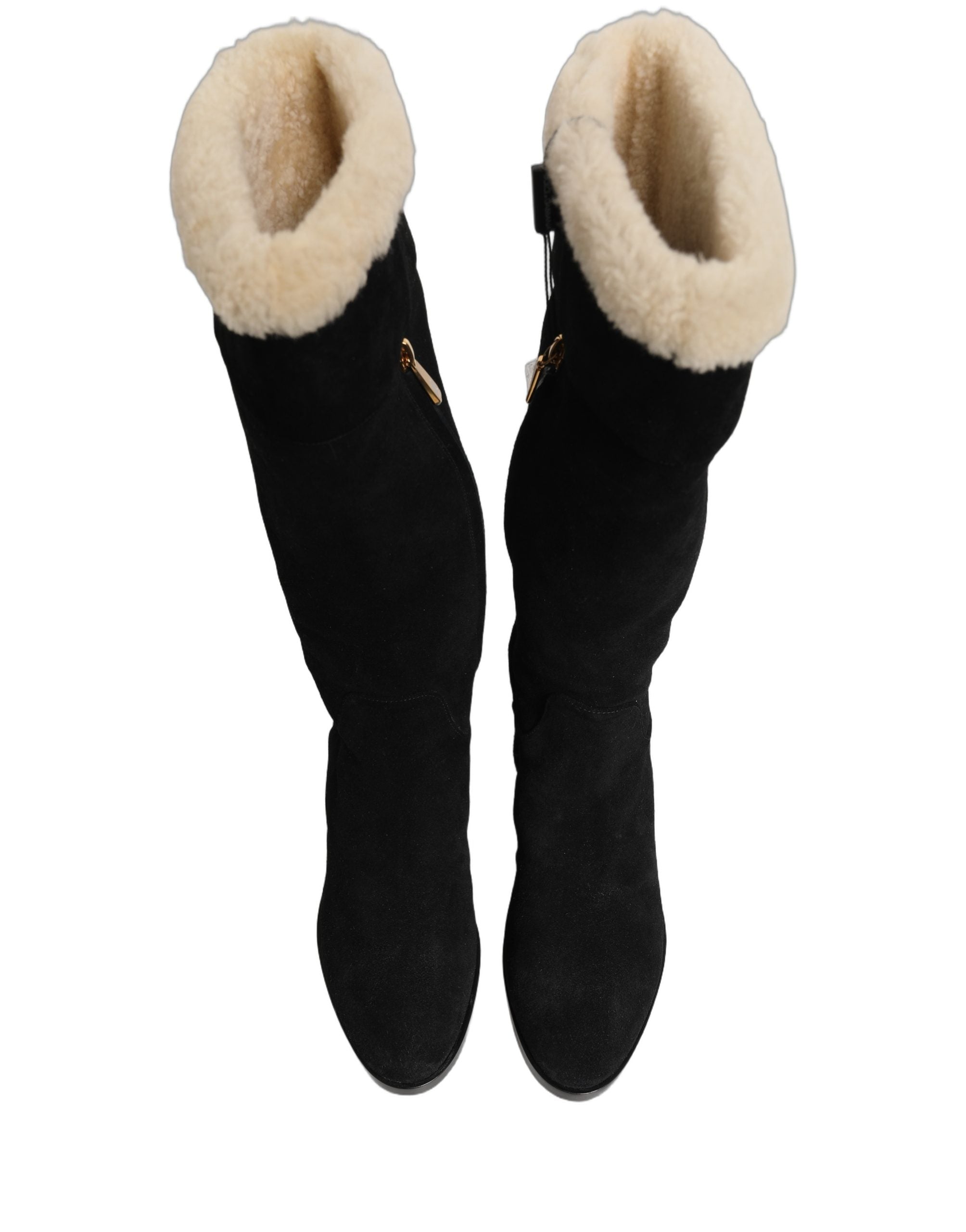 Dolce & Gabbana Black Suede Knee High Boots - Luxe Couture