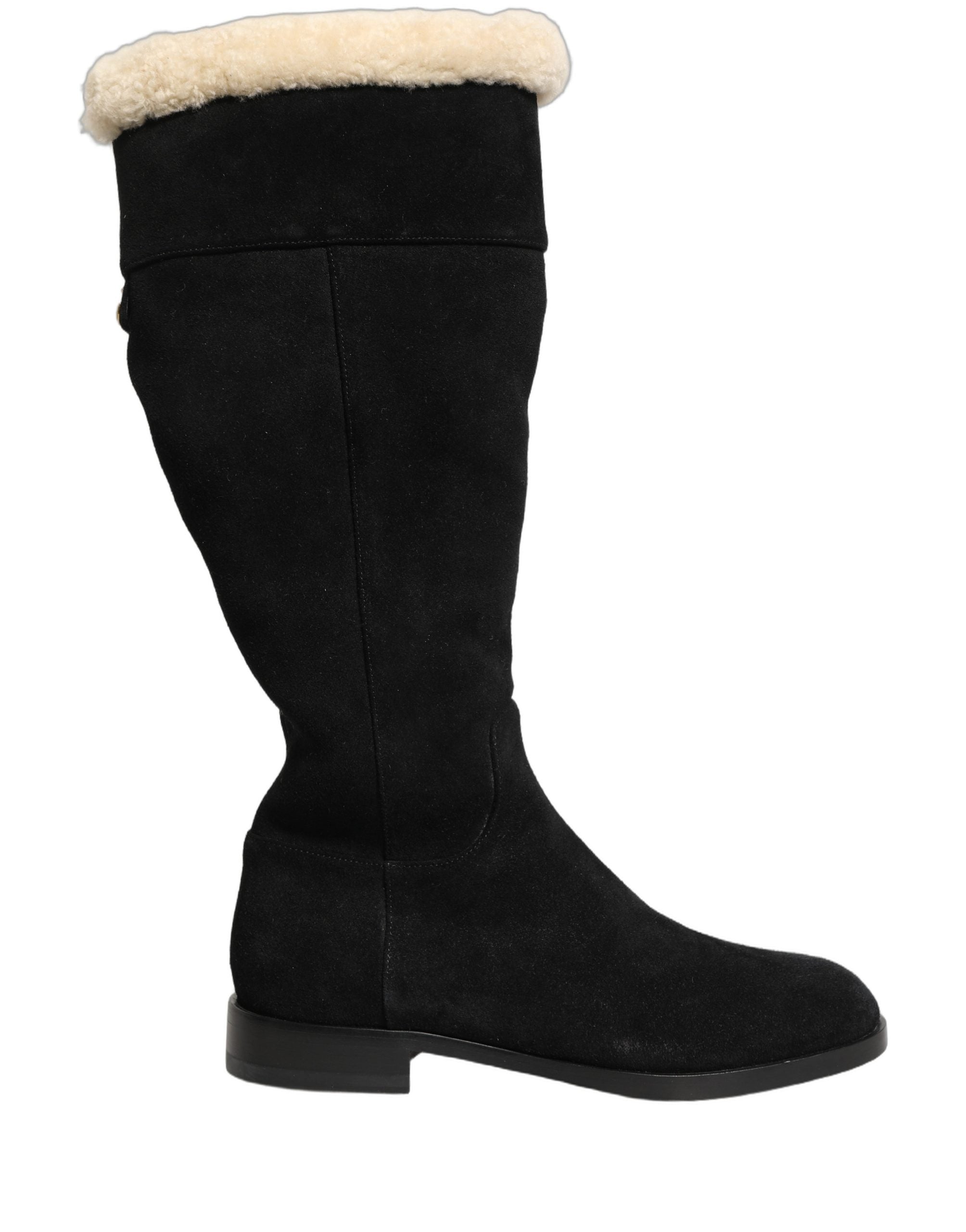 Dolce & Gabbana Black Suede Knee High Boots - Luxe Elegance