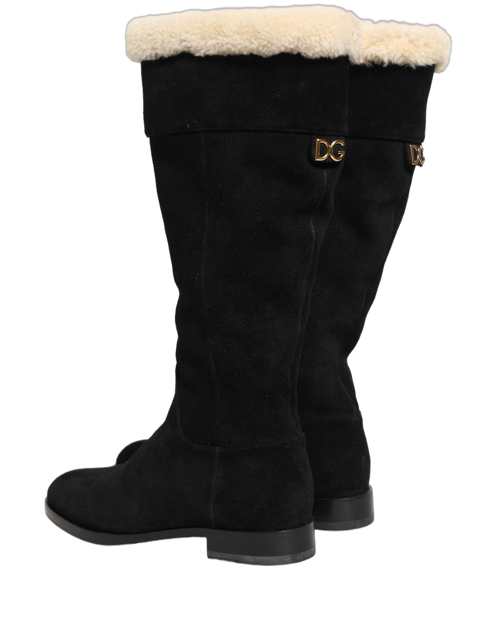 Dolce & Gabbana Black Suede Knee High Boots - Luxe Elegance