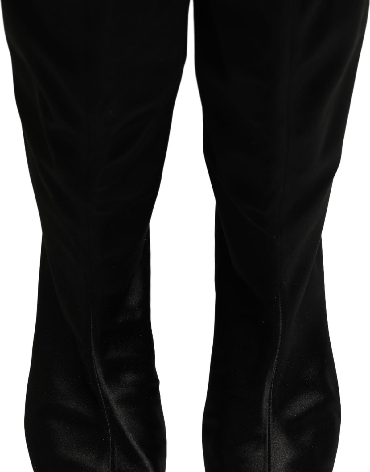 Dolce & Gabbana Black Satin Knee High Boots - Timeless Elegance