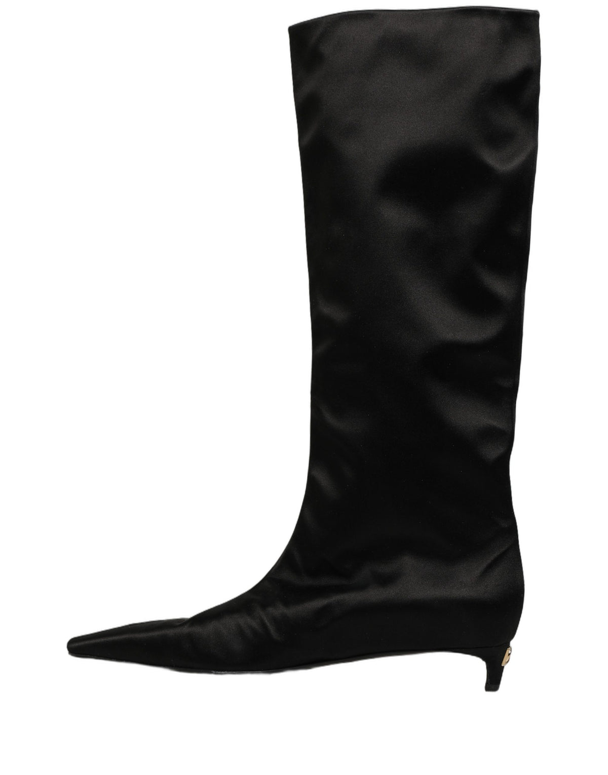 Dolce & Gabbana Black Satin Knee High Boots - Timeless Elegance