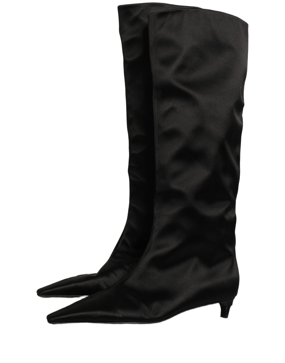 Dolce & Gabbana Black Satin Knee High Boots - Timeless Elegance