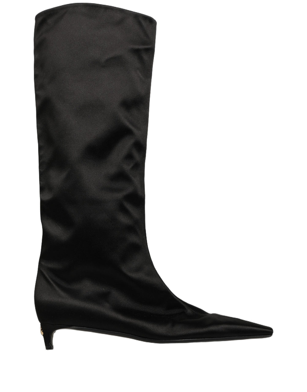 Dolce & Gabbana Black Satin Knee High Boots - Timeless Elegance