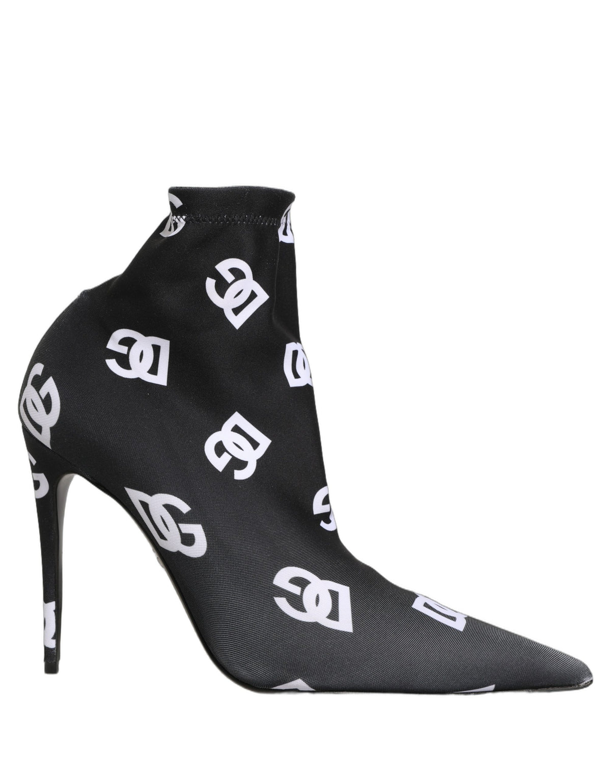 Dolce & Gabbana Black Logo Stretch Heels Ankle Boots - Luxury Elegance