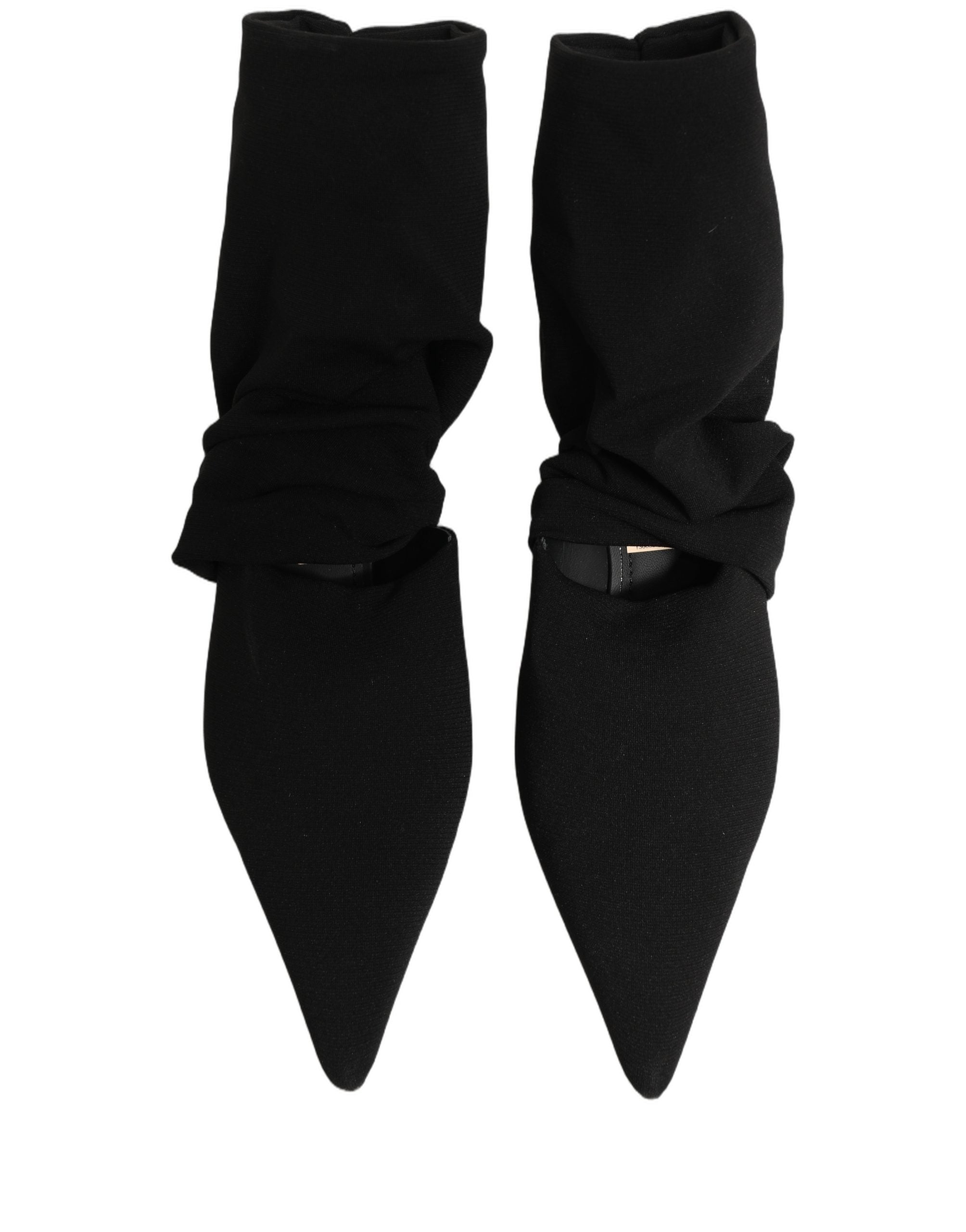 Dolce & Gabbana Black Stretch Socks Heels Ankle Boots - Luxury Footwear