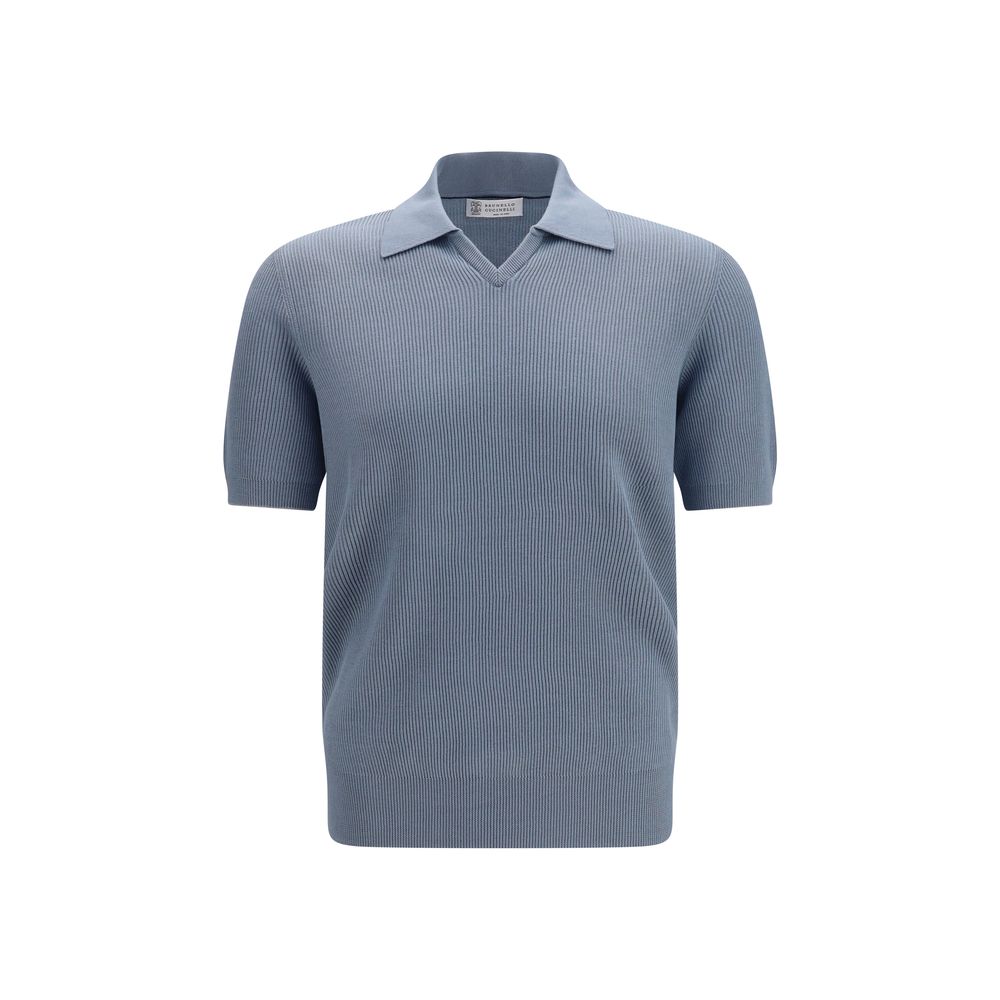 Brunello Cucinelli Blue Cotton Polo Shirt - Timeless Luxury Wear