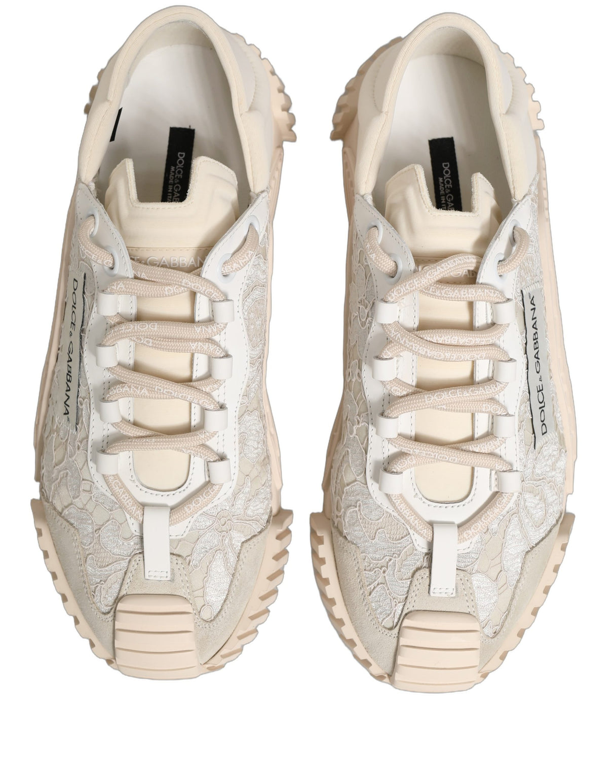 Dolce & Gabbana White Lace NS1 Sneakers - Timeless Luxury Footwear