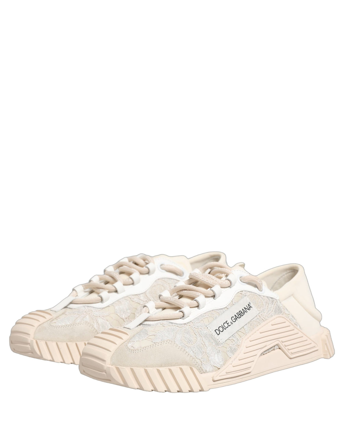 Dolce & Gabbana White Lace NS1 Sneakers - Luxurious Italian Craftsmanship